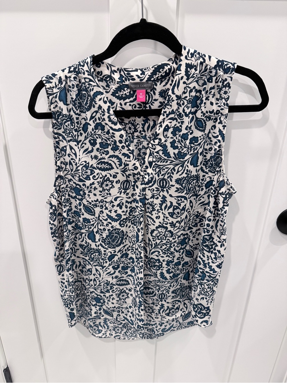 Vince Camuto Teal Floral Sleeveless Blouse